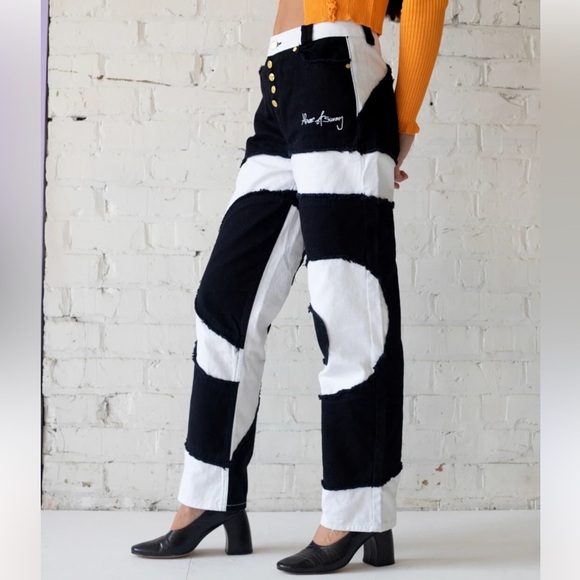 House of Sunny Across The Universe Patchwork Jessie Jeans Black/White Size 4 - Picture 3 of 11